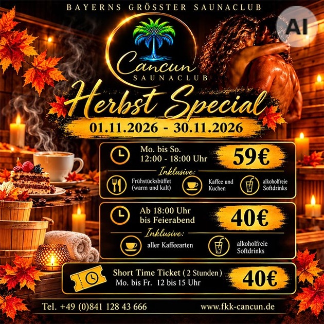 FKK Cancun Saunaclub / Ingolstadt - 01. - 30.11.: Herbst Special