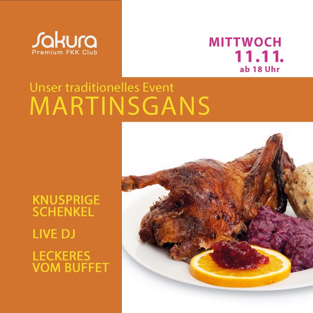 11.11. ab 18:00 Uhr: Martinsgans im FKK Sakura