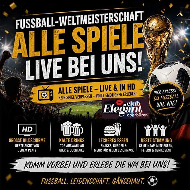 Saunaclub Elegant / Oberbüren - Alle WM Spiele live