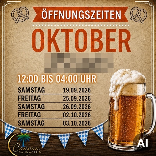 FKK Cancun Saunaclub / Ingolstadt - September:und Oktober: Geänderte Öffnungszeiten!