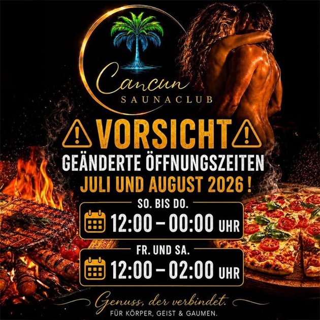 FKK Cancun Saunaclub / Ingolstadt - Juli und August: Geänderte Öffnungszeiten!