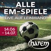 14.06.-14.07.2024: Alle EM Spiele live auf Leinwand  im Wellness Saunaclub Harem 2.0