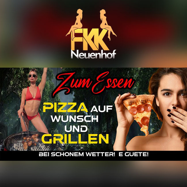 Auf Wunsch Pizza und Gegrilltes zum Essen 