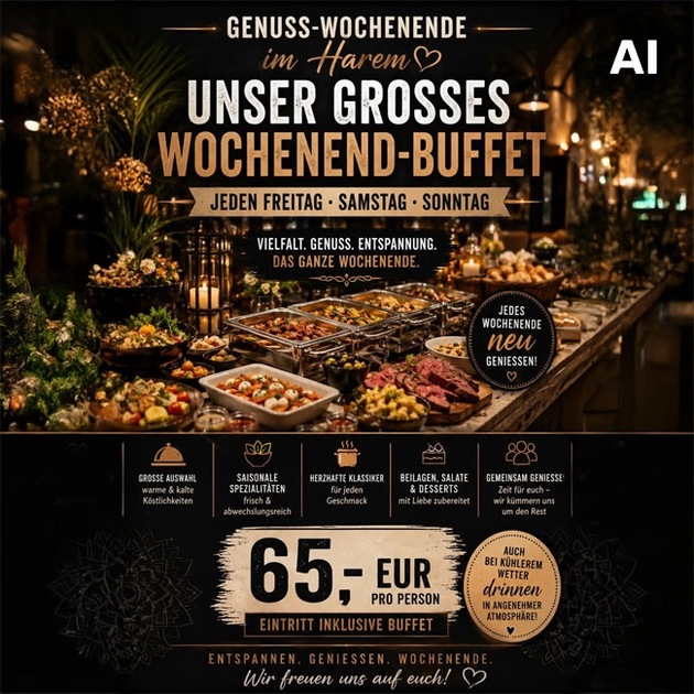Fr. - So.: Jedes Wochenende Grillbuffet im Wellness Saunaclub Harem 2.0